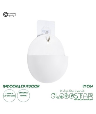 GloboStar® Artificial Garden LYON 20551 Διακοσμητικό Πλαστικό Κασπώ Γλάστρα - Flower Pot Λευκό Μ12 x Π6 x Υ13.5cm